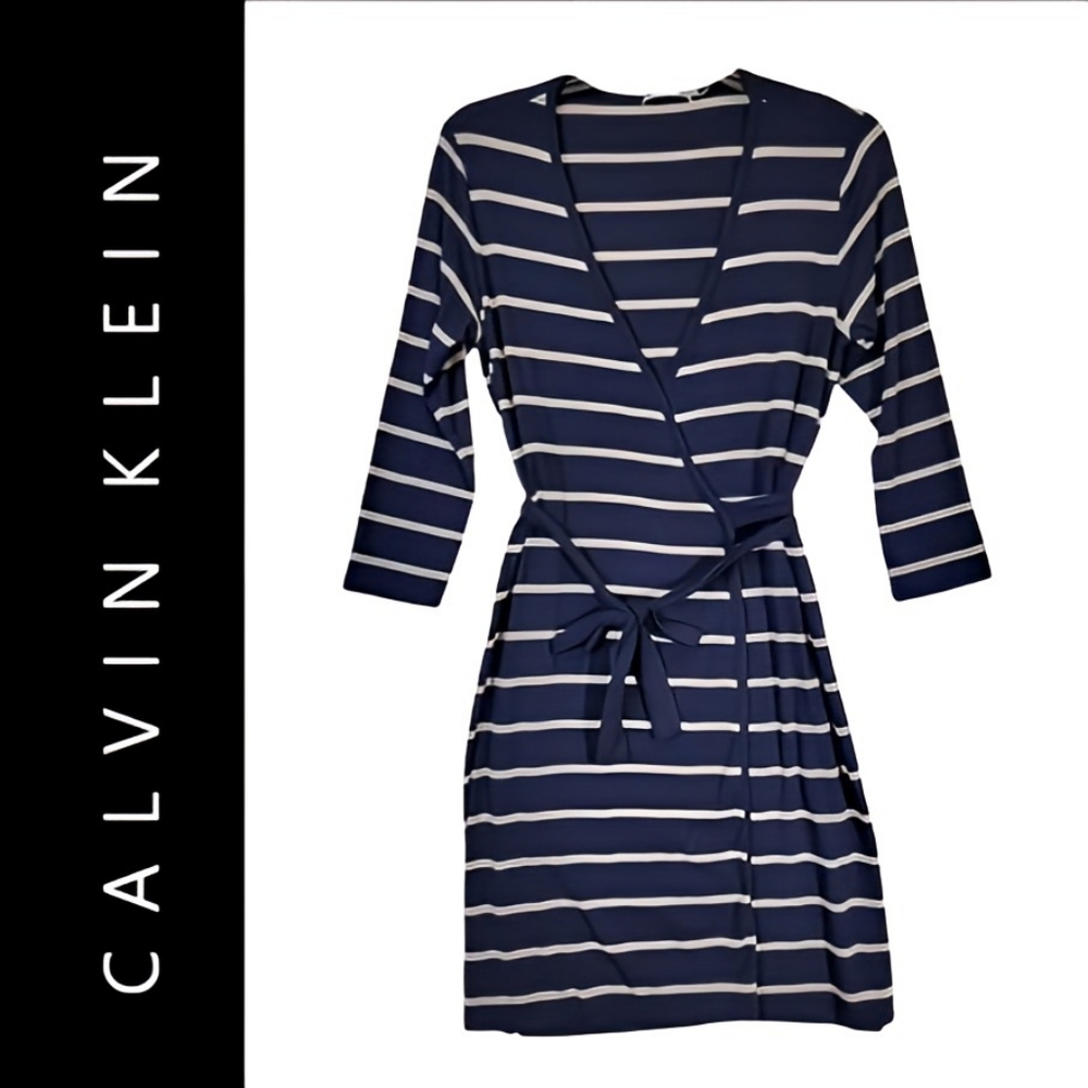 Calvin Klein Faux Wrap Dress in Jersey Knit
